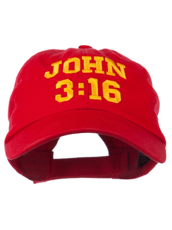 John 3:16 Embroidered Pet Spun Cap - Red OSFM