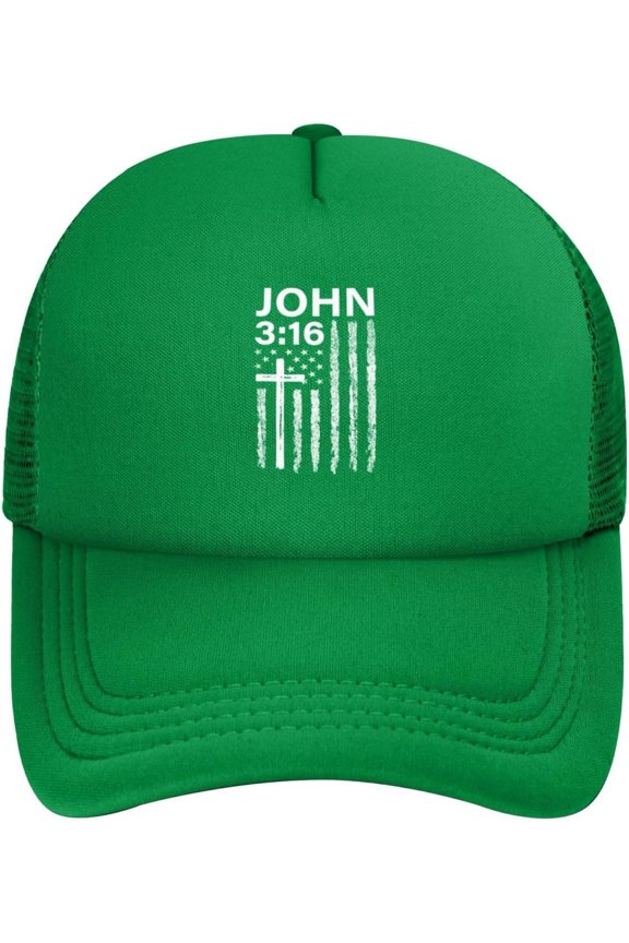 John 3：16 Faith Cross American Flag-Hats Baseball Cap Men Women Adjustable Plain Dad Hats Low Profile Solid Ball Cap
