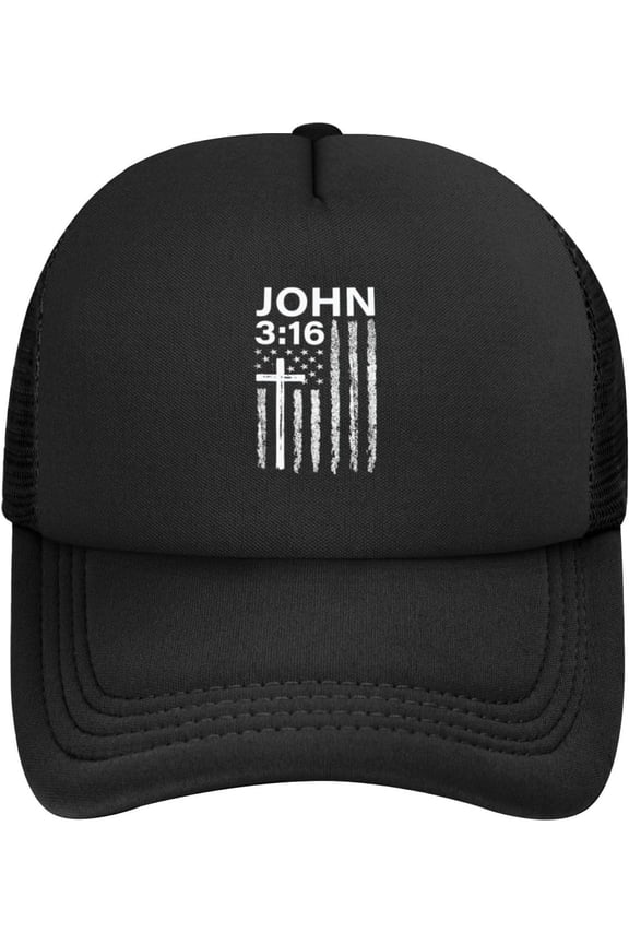 John 3:16 Faith Cross American Flag-Hats Baseball Cap Men Women Adjustable Plain Dad Hats Low Profile Solid Ball Cap