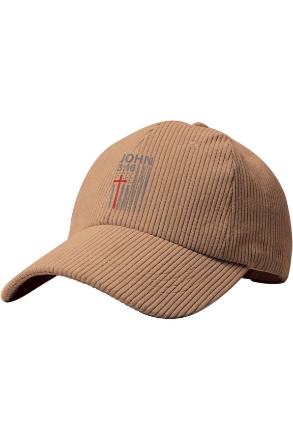 John 3:16, Faith, Cross, American Flag, Patriotic Baseball Cap Men Dad Hat Gift Women Cowboy Hat Ponytail Hat Beige