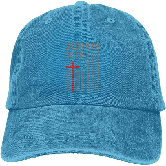 John 3:16 Faith Cross American Flag Patriotic Washed Plain Baseball Cap Retro Adjustable Dad Hats Gift for Men/Women