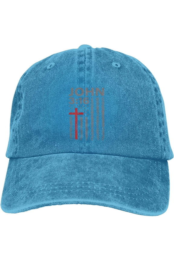 John 3:16 Faith Cross American Flag Patriotic Washed Plain Baseball Cap Retro Adjustable Dad Hats Gift for Men/Women