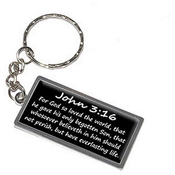 John 3-16 For God So Loved The World, That He Gave His Only Begotten Son, That Whosoever Believeth In Him Should Not Perish, But Have Everlasting Life. Christian Bible Keychain Key Chain Ring
