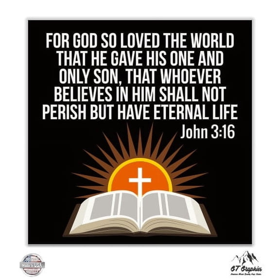 John 3:16 For God So Loved the World Gospel - 8" Vinyl Sticker - For Car Laptop I-Pad - Waterproof Decal