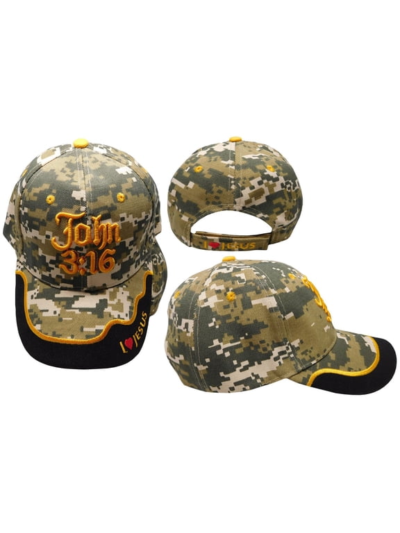 John 3:16 I Love Jesus ACU Digital Camo Adjustable Embroidered Cap Hat
