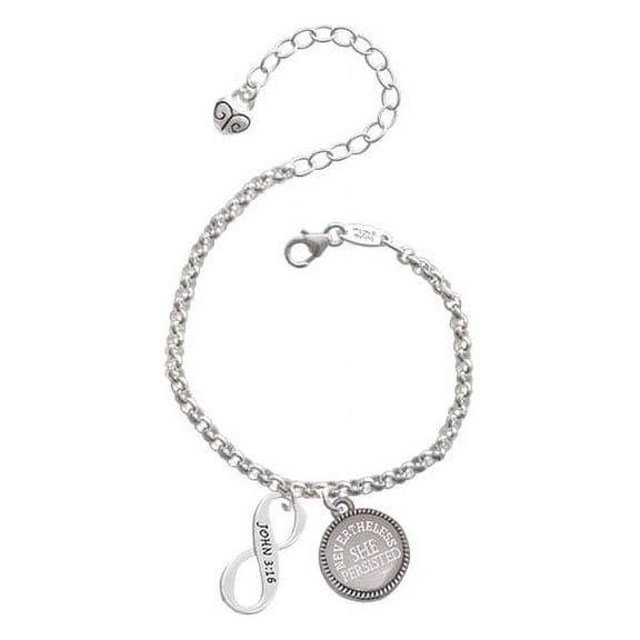 John 3:16 Infinity Sign Nevertheless She Persisted Engraved Bracelet