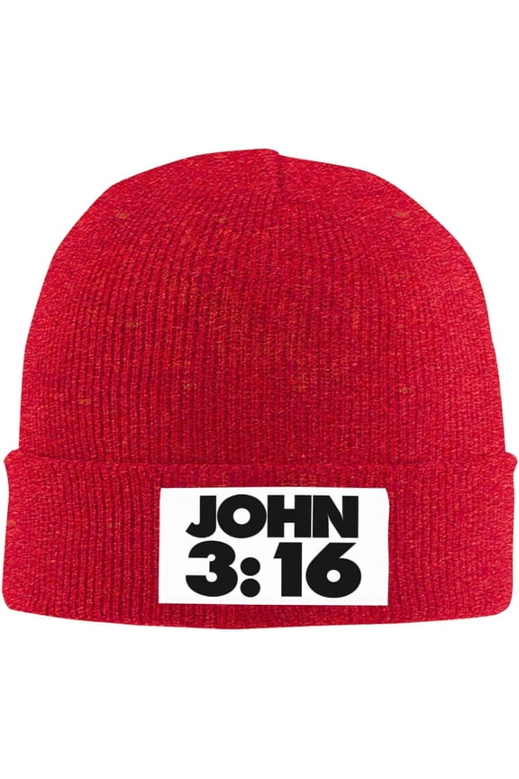 John 3:16 Jesus Believer Beanie Hat Men Knit Skull Cap Women Winter Warm Hat Knitted Hat Slouchy Stocking Hat Black