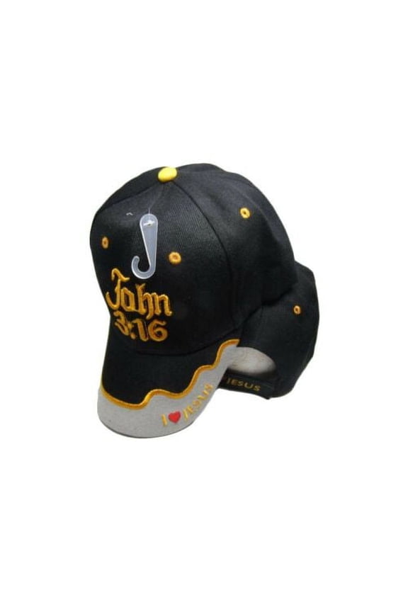 John 3:16 Jesus Christian Black Grey Embroidered Cap Hat 834A TOPW