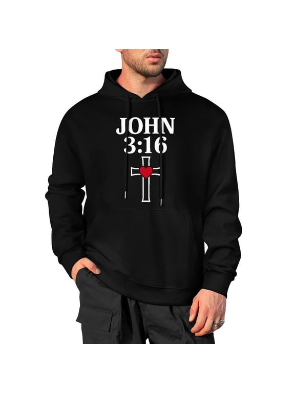 John 3 16 Men's Pullover Hoodie Standard Fit Casual Cotton Hooded Medium