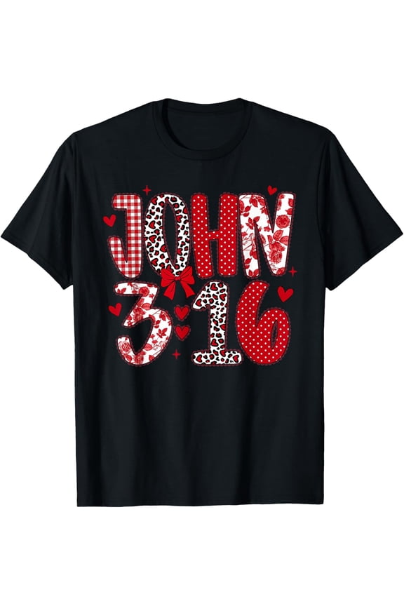 John 3 16 Preppy Valentine Love Christian Bible Verses Jesus Womens T-Shirt