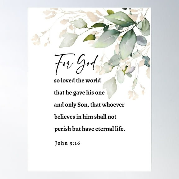 John 3:16 Scripture Wall Art Poster Wall Art, Modern Wall Decor For Living Room Bedroom, 24x36 UNFRAMED