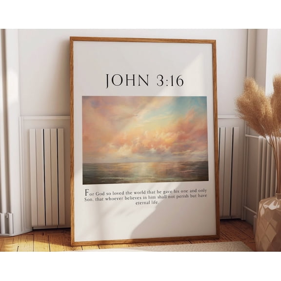 John 3:16 Spiritual Wall Art - Famous Bible Verse Quote "God'S Love Bible Art" Poster - Inspirational Christian Wall Art, Modern Wall Decor, 8x12 UNFRAMED