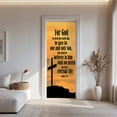 thumbnail image 1 of John 3:16 Sunset Cross Door Sticker - 30.3x78.7in Religious Bible Verse Peel and Stick Door Decal for Church & Home, 1 of 6
