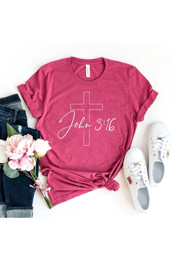 John 3 16 T-shirt, Christian Shirt, Bible Verse, Church Tee, Religious Top, season Shirt, Inspirational, Loved Tee, Women's Top All Size S-5Xl