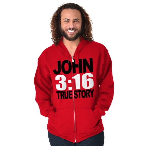 John 3:16 True Story Bible Verse Unisex Fleece Graphic Zip Up Hoodie Brisco Brands 4X