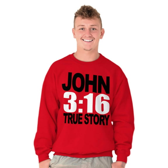 John 3:16 True Story Bible Verse Unisex Plus Fleece Graphic Sweatshirt Brisco Brands 2X