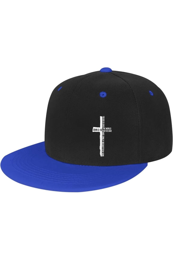 John 3:16 for God So Loved The World Cross, Christian, Faith Baseball Hats for Men Snapback Hat Hip Hop Baseball Hats Blue