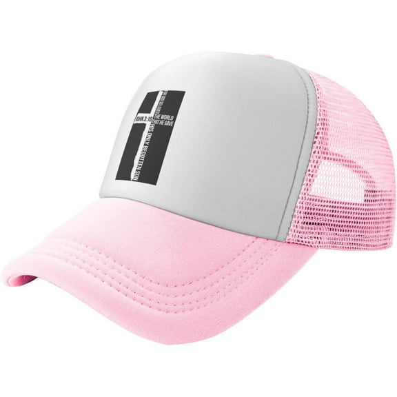 John 3:16 for God So Loved The World Cross, Christian, Faith Mesh Trucker Hat Men Baseball Cap Women Sun Hat Black