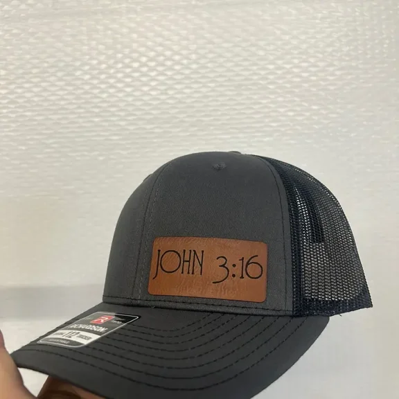 John 3:16 leather patch hat