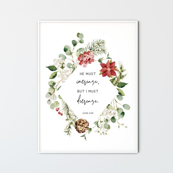 John 3:30 He Must Increase Poster, Unframed Size 8x12