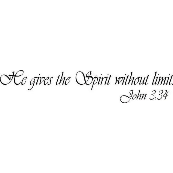 John 3:34, Bible Verse Vinyl Wall Decal by Scripture Wall Art, 11"x22" Black, Christian