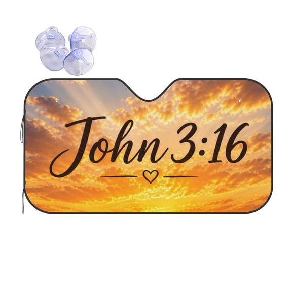 John 3 Sunset Sunflower Field Christian Foldable Car Windshield Sun Shade, UV Protection Heat Shield