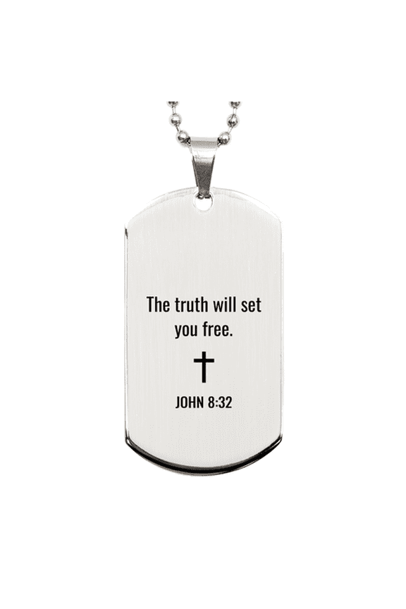 John 8 32 Dog Tag Necklaces - John 8:32 Necklace for Men