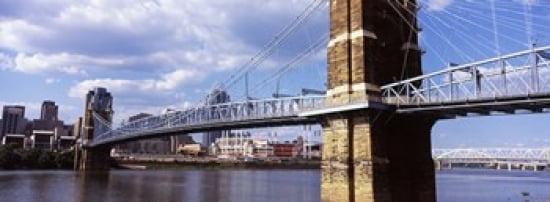 John A Roebling Suspension Bridge across the Ohio River Cincinnati Hamilton County Ohio USA Canvas Art - Panoramic Images (36 x 13)