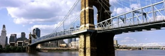 John A Roebling Suspension Bridge across the Ohio River Cincinnati Hamilton County Ohio USA Canvas Art - Panoramic Images (36 x 13)