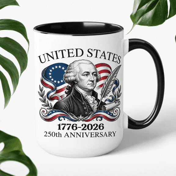 John Adams Accent Mug 1776-2026 America 250th Anniversary Patriotic Cup
