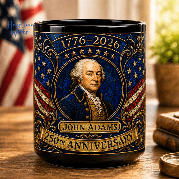 John Adams Accent Mug, America 250th Anniversary Patriotic Coffee Cup