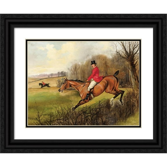 John Alfred Wheeler Snr 18x15 Black Ornate Wood Framed Double Matted Museum Art Print Titled - Fox Hunt