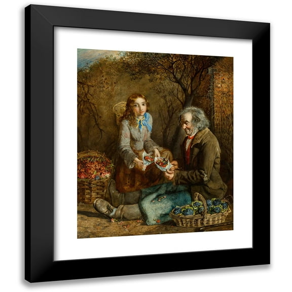 John Anster Fitzgerald 20x24 Black Modern Framed Museum Art Print Titled - The Flower Seller and His Daughter