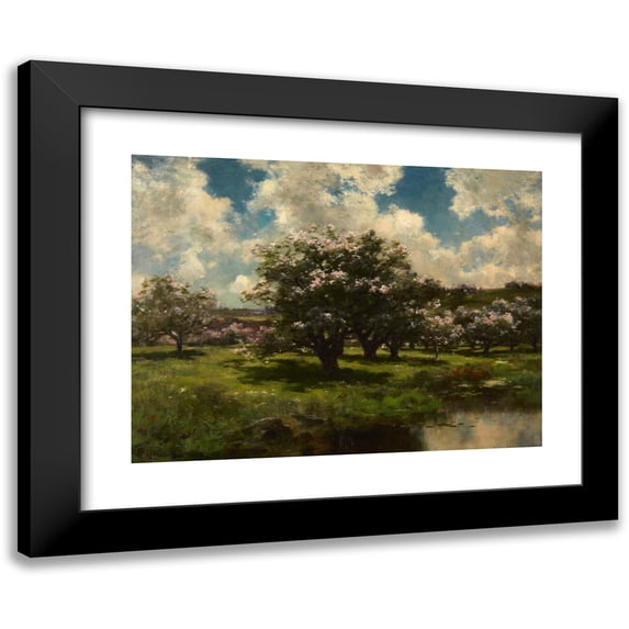 John Appleton Brown 18x14 Black Modern Framed Museum Art Print Titled - Apple Blossoms Near a Pond