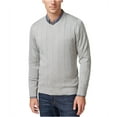 thumbnail image 1 of John Ashford Mens V-Neck Striped-Texture Knit Sweater, Grey, XX-Large, 1 of 2