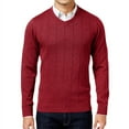 thumbnail image 1 of John Ashford Mens V-Neck Striped-Texture Knit Sweater, Red, Small, 1 of 2