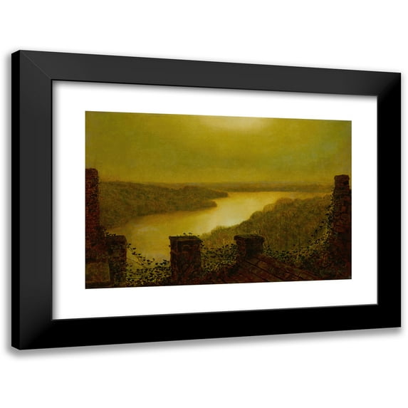 John Atkinson Grimshaw 14x11 Black Modern Framed Museum Art Print Titled - Roundhay Lake (1993)