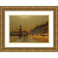 thumbnail image 1 of John Atkinson Grimshaw 24x17 Gold Ornate Framed and Double Matted Museum Art Print Titled - Greenock Harbour at Night (1893), 1 of 4