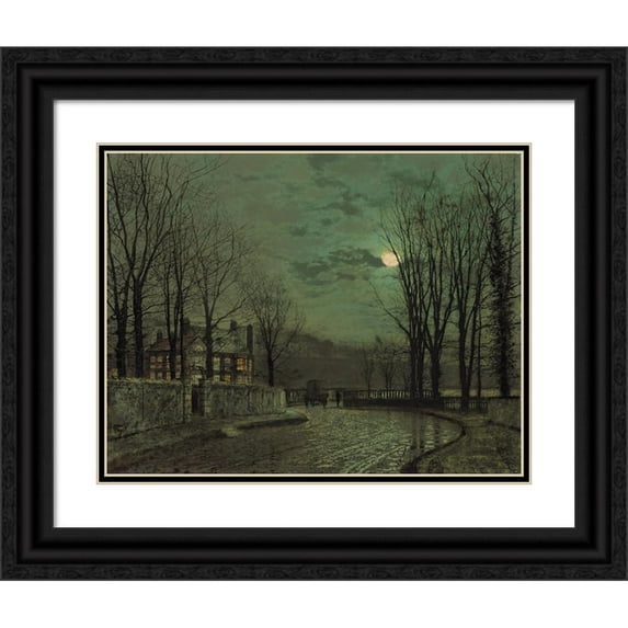 John Atkinson Grimshaw 24x20 Black Ornate Framed Double Matted Museum Art Print Titled: November Moonlight (1883)