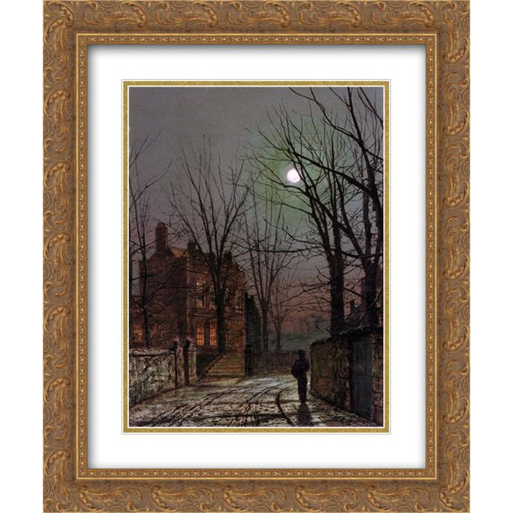 John Atkinson Grimshaw 2x Matted 20x24 Gold Ornate Framed Art Print 'Au Clair de Lune'
