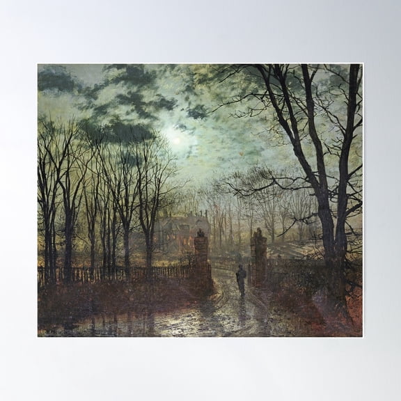 John Atkinson Grimshaw - At The Park Gate Poster Wall Art, Modern Wall Decor For Living Room Bedroom, 8x12 UNFRAMED
