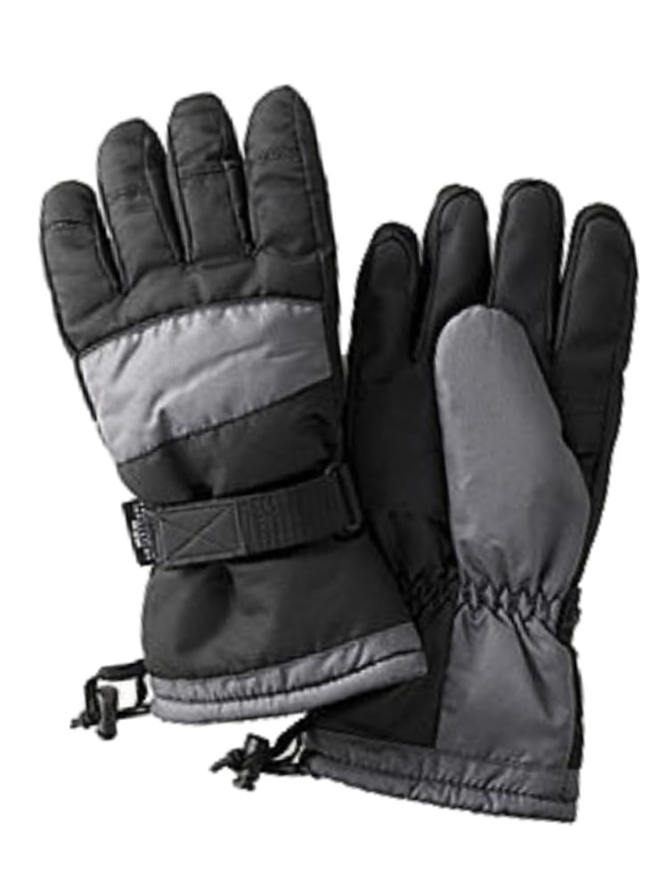 John Bartlett Mens Black Gray Thinsulate Winter Snow Ski Gloves Snowboarding L