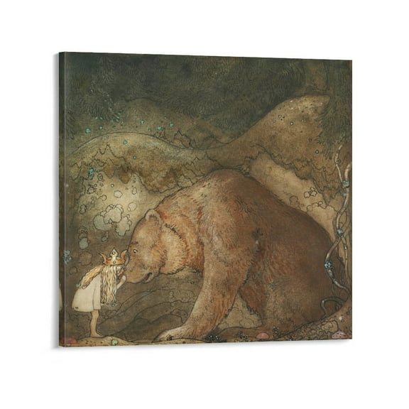 John Bauer Illustrator Poor Little Bear Art Poster Canvas Poster Wall Art Picture Prints Hanging Photo Gift Decor Home Posters Artworks 28x28inch(70x70cm)