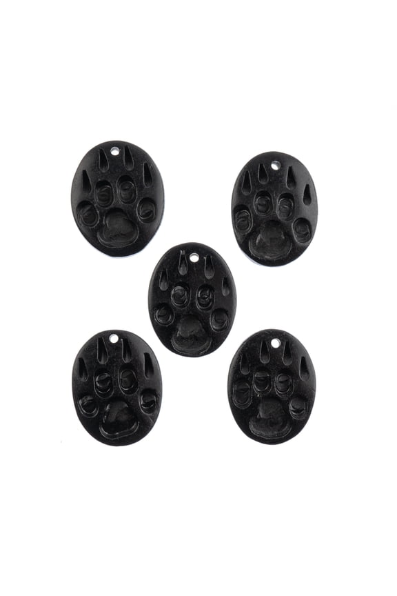 1.25" Dark Grey Natural Bone Wolf Paw Pendants, 5pcs