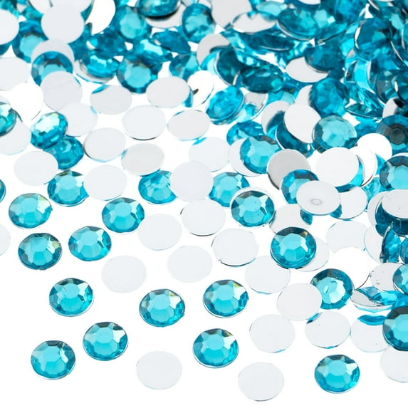 John Bead 1000-Piece 6mm (SS28) | Aqua Acrylic Round Flat Back Rhinestones