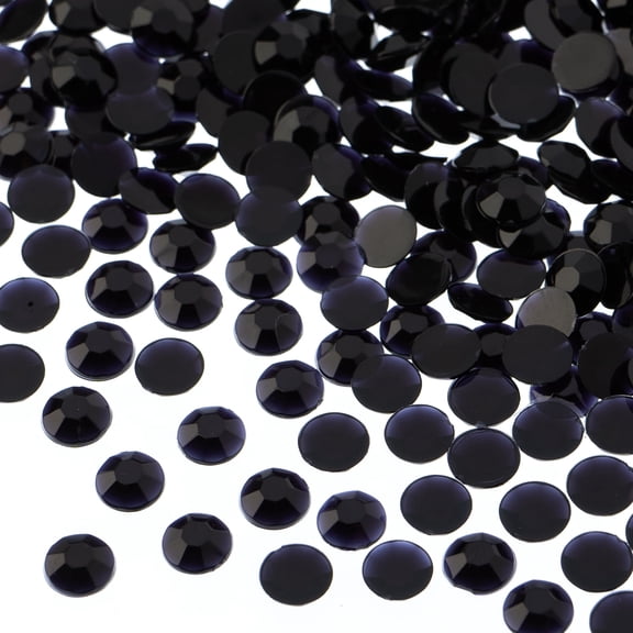 John Bead 1000-Piece 6mm (SS28) | Black Acrylic Round Flat Back Rhinestones
