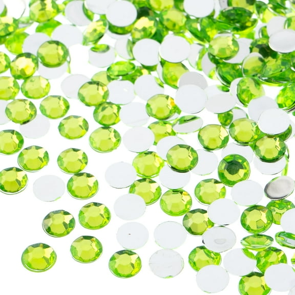 John Bead 1000-Piece 6mm (SS28) | Peridot Acrylic Round Flat Back Rhinestones