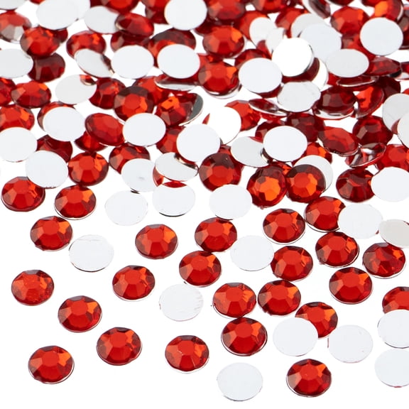 John Bead 1000-Piece 6mm (SS28) | Red Acrylic Round Flat Back Rhinestones