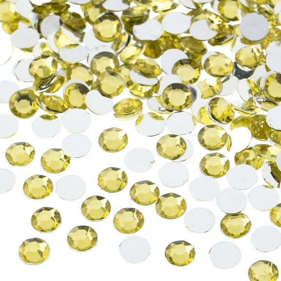 John Bead 1000-Piece 6mm (SS28) | Yellow Acrylic Round Flat Back Rhinestones