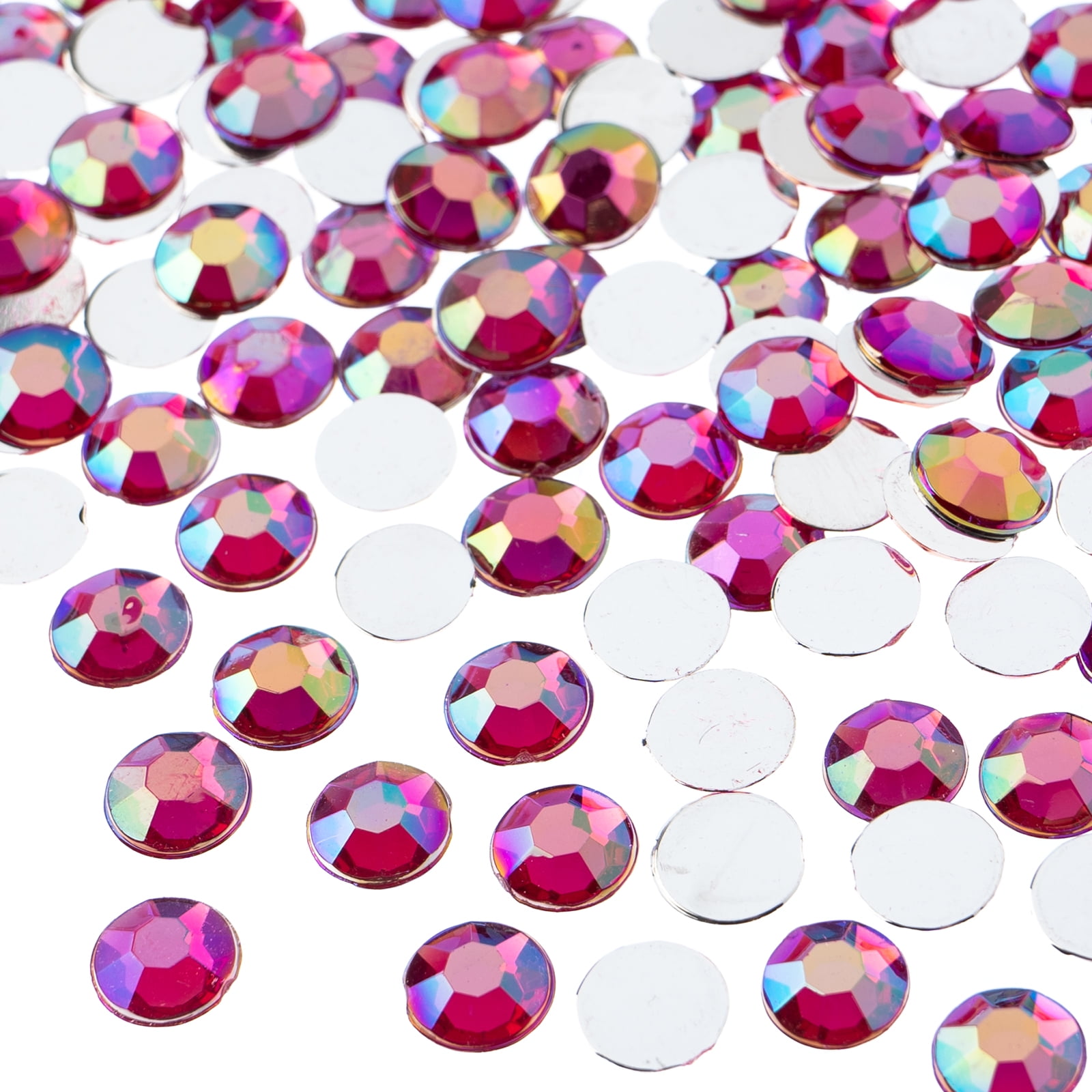 John Bead 1000-Piece 8mm (SS39) | Fuchsia AB Acrylic Round Flat Back ...